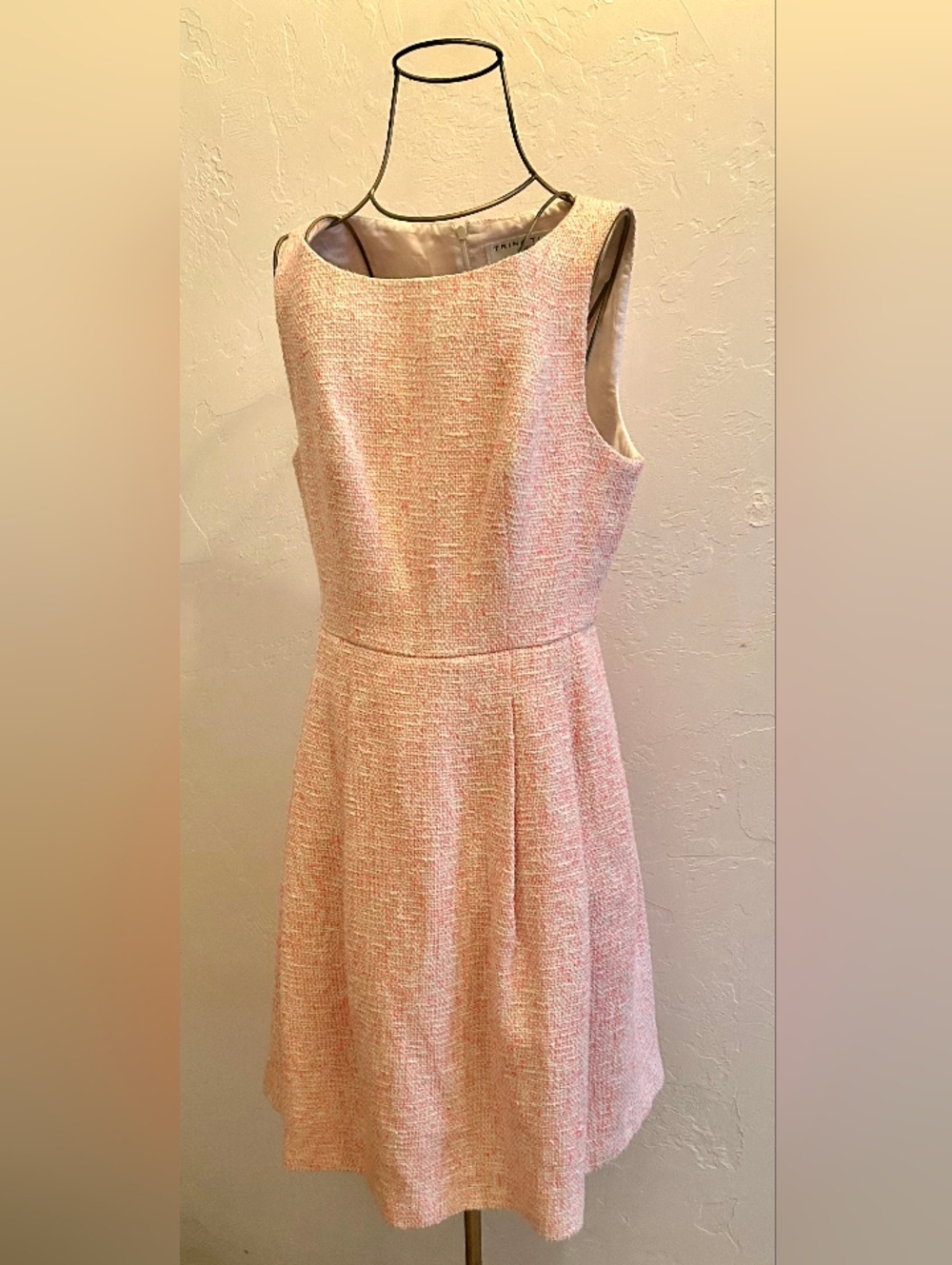 Trina Turk Blush Pink Textured Sleeveless Fit-and-Flare Dress